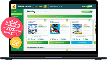 Story Zoo student reading page on mobile with SEND accessibility badge highlighting inclusive features
